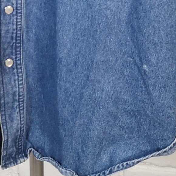 Dakota Men's Size Large Medium Wash Pearl Snap Front Closure & Cuffs Jean Shirt - Picture 11 of 11